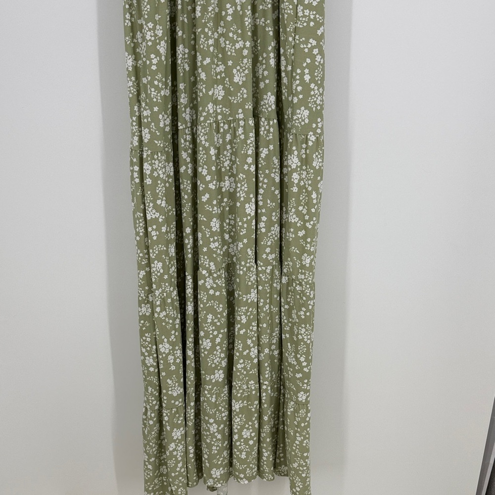 No Boudaries Crochet Lace Floral Green Maxi Dress size XL - Picture 8 of 8